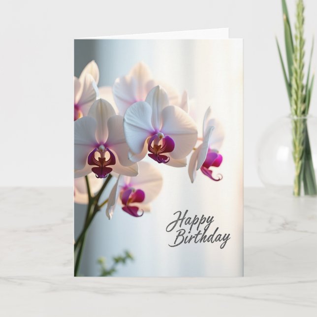 Carte d'anniversaire Orchidée Élégante (Devant)