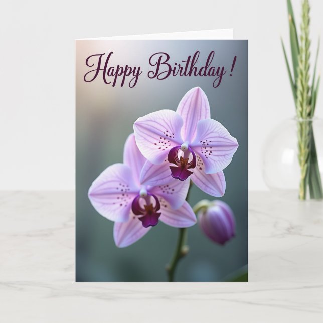 Carte d'anniversaire Orchidée Élégante (Devant)