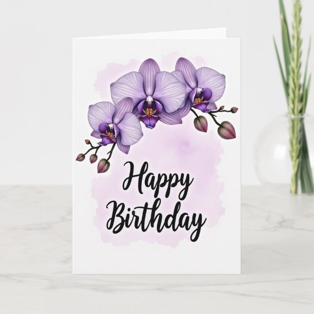 Carte d'anniversaire Orchidée Lavande (Devant)