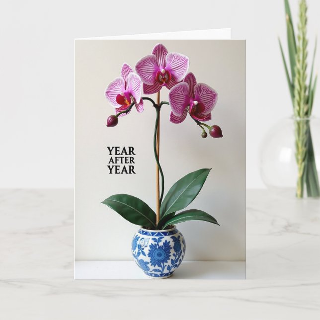 Carte d'anniversaire Orchidée Vibrante (Devant)