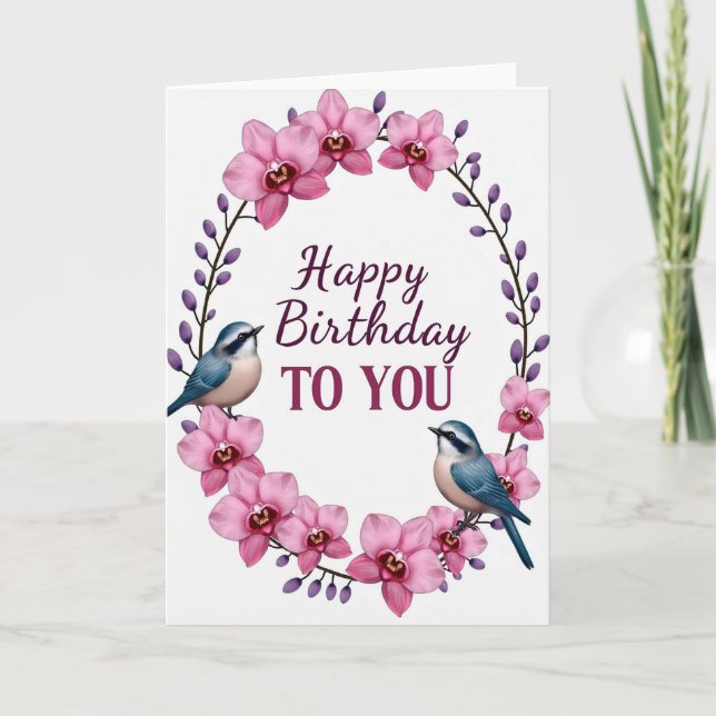 Carte d'anniversaire Orchidée Violette (Devant)