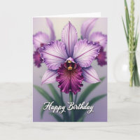 Carte d'anniversaire Orchidée Violette Douce