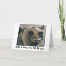 Carte d'anniversaire ours et papillon
