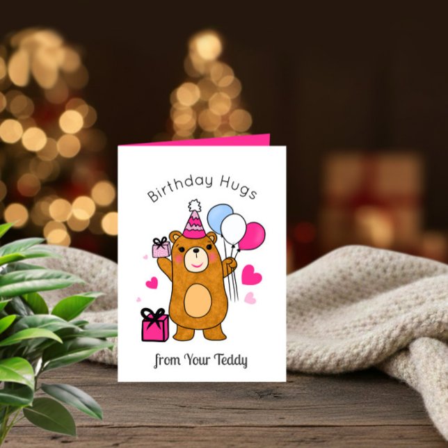 Carte d'anniversaire Ourson avec Ballons (Créateur téléchargé)