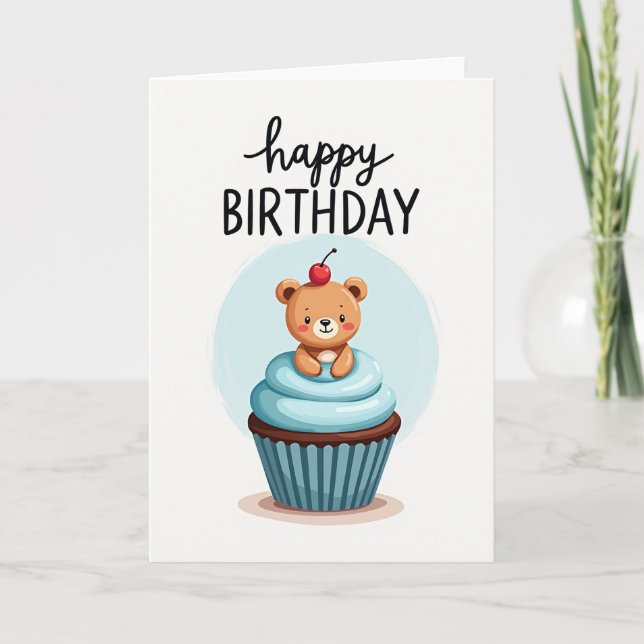 Carte d'anniversaire Ourson Fantaisiste (Devant)