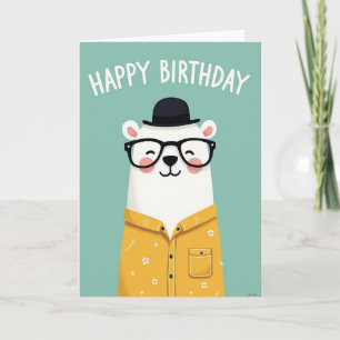 Carte d'anniversaire ourson fantaisiste