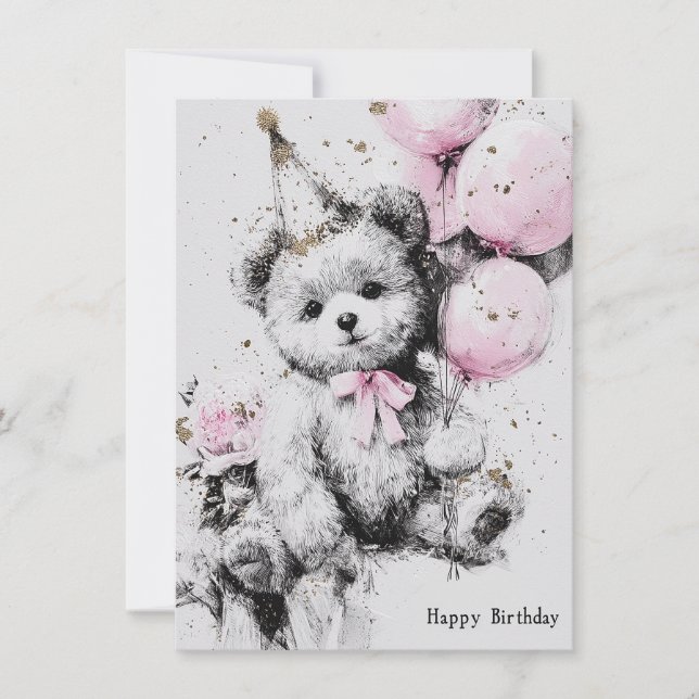 Carte d'anniversaire Ourson Mignon (Devant)