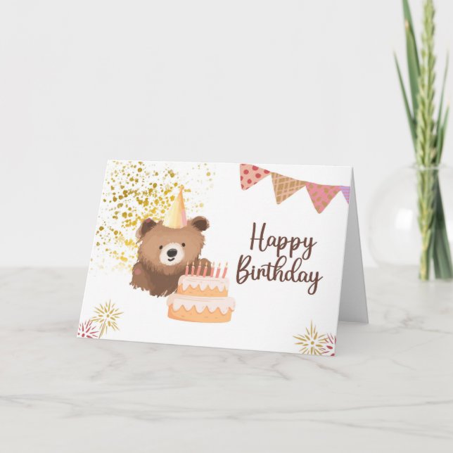 Carte d'anniversaire Ourson Mignon (Devant)