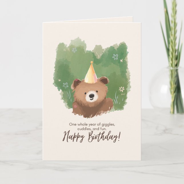 Carte d'anniversaire Ourson Mignon (Devant)