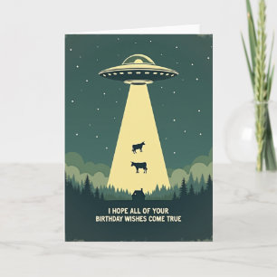 Carte d'anniversaire OVNI Rétro