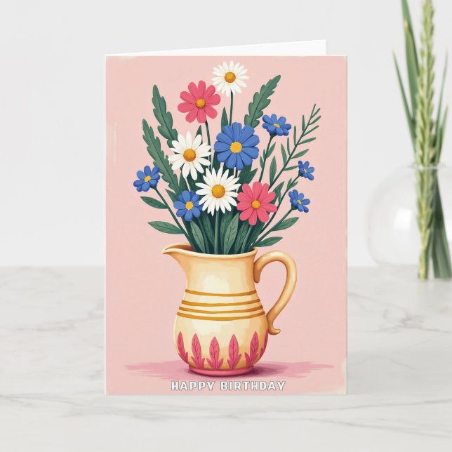 Carte d'anniversaire Painterly Bloom (Devant)