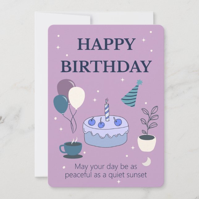 Carte d'anniversaire paisible avec ciel nocturne e (Devant)