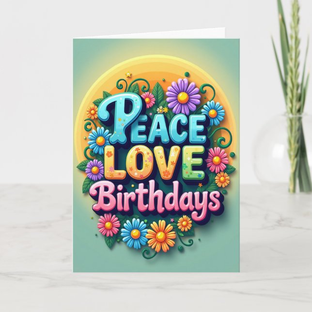 Carte d'anniversaire Paix Amour (Devant)