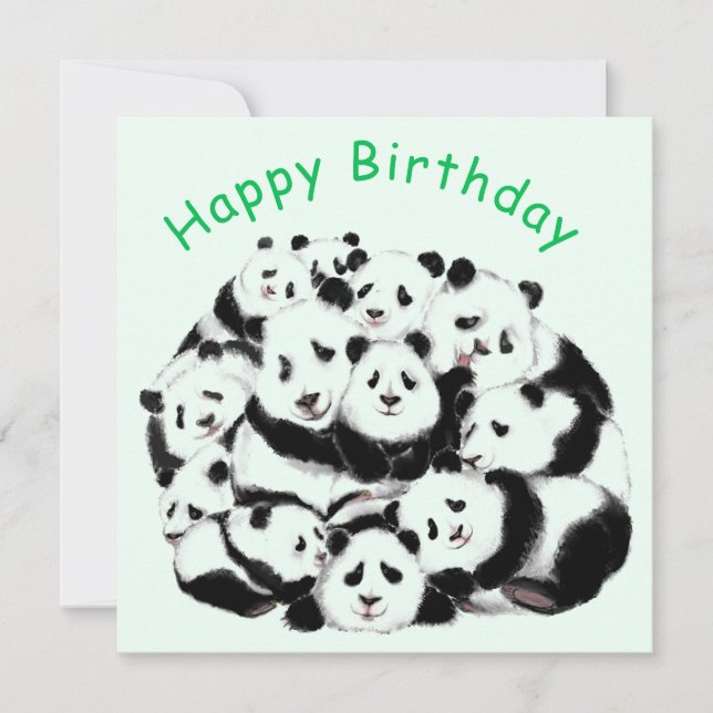 Carte d'anniversaire Panda amusante Pandas de fami (Devant)