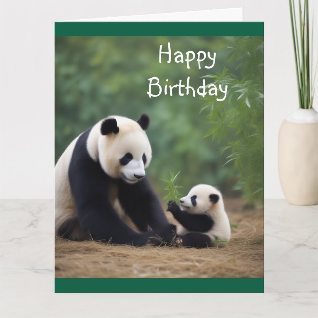 Carte d'anniversaire Panda Mama et Baby (Devant)