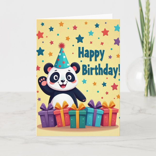 Carte d'anniversaire Panda Party (Devant)