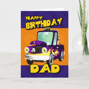 carte d'anniversaire papa avec le taxi de papa