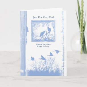 carte d'anniversaire papa avec oiseaux - grunge bl
