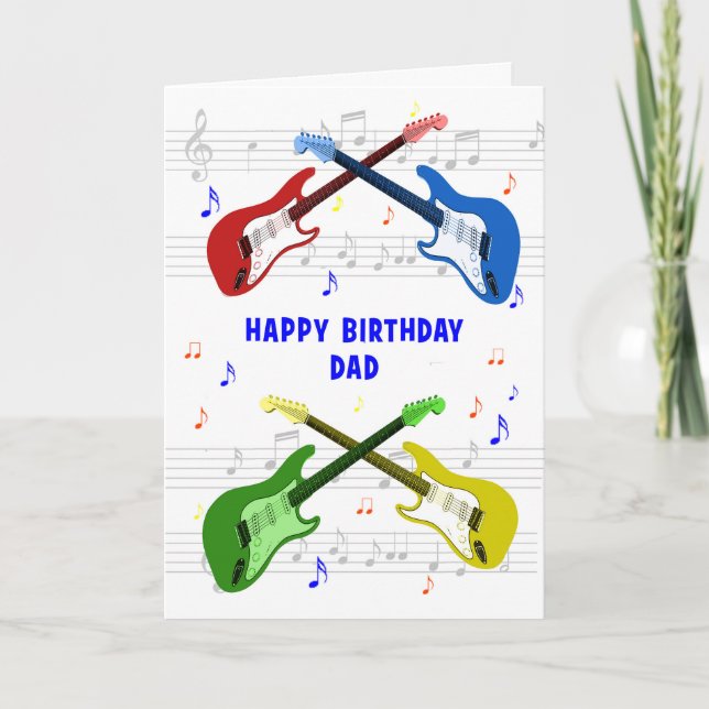 Carte d'anniversaire papa Guitares (Devant)