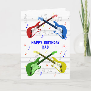 Carte d'anniversaire papa Guitares