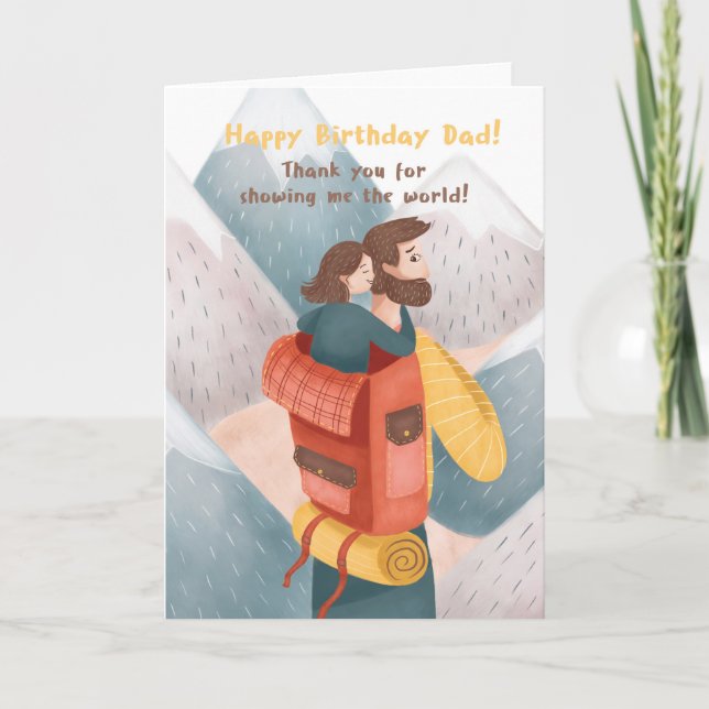 Carte d'anniversaire papa mignonne aventurier (Devant)