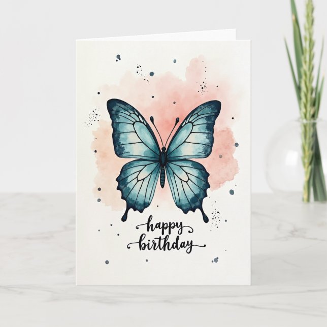Carte d'anniversaire papillon à l'aquarelle (Devant)