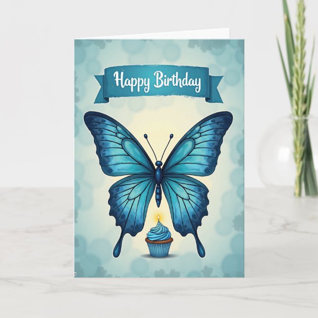 Carte d'anniversaire Papillon Bijou (Devant)