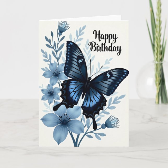 Carte d'anniversaire Papillon Bleu (Devant)