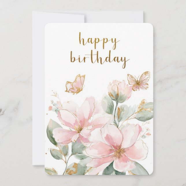 Carte d'anniversaire papillon floral (Devant)