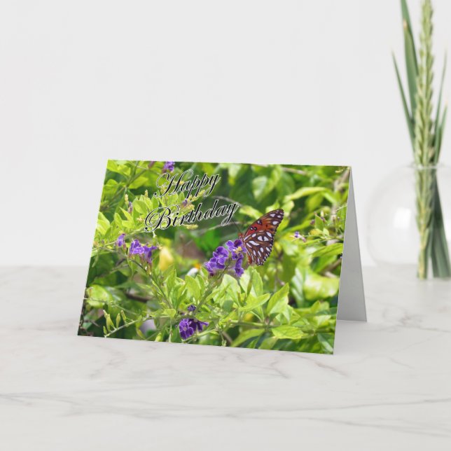 Carte d'anniversaire papillon - Golfe Fritillaire (Devant)