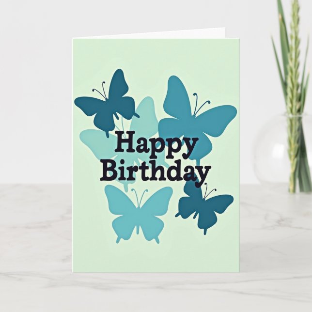 Carte d'anniversaire Papillon Menthe (Devant)