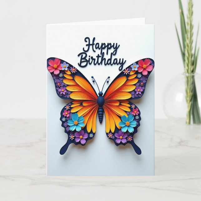 Carte d'anniversaire Papillon Vibrant (Devant)