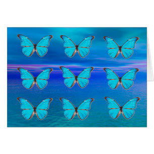 Carte d'anniversaire Papillons Bleus