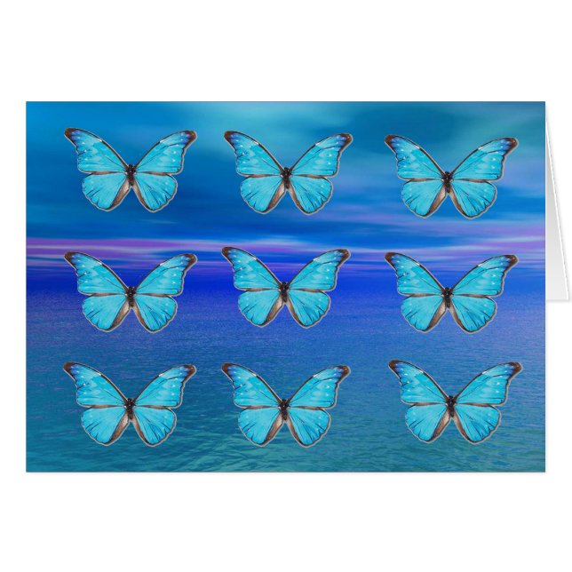 Carte d'anniversaire Papillons Bleus (Devant horizontal)