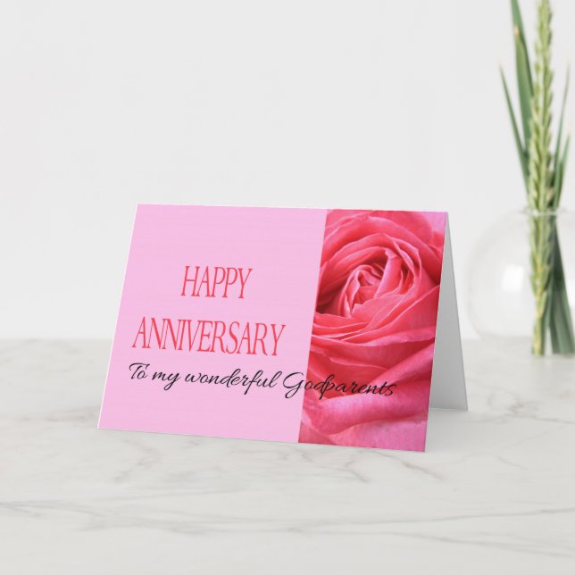 Carte d'anniversaire Parrain et Marraine Rose Rose (Devant)