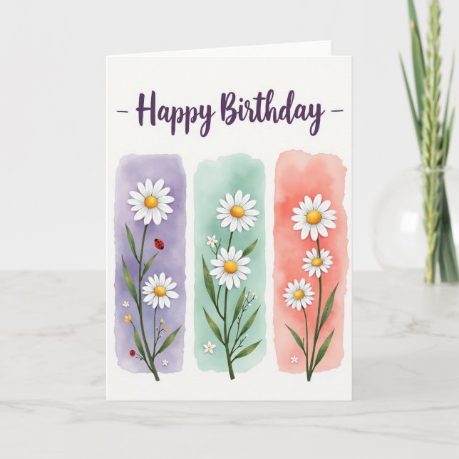 Carte d'anniversaire Pastel Daisy (Devant)