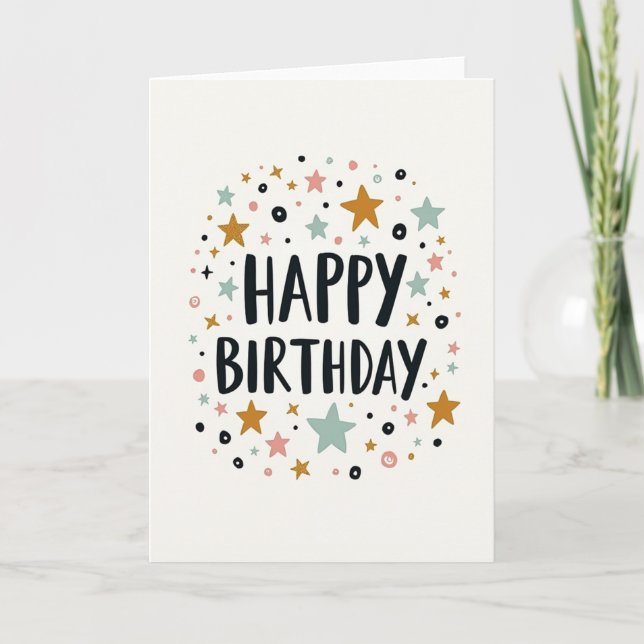 Carte d'anniversaire pastel étoilé (Devant)