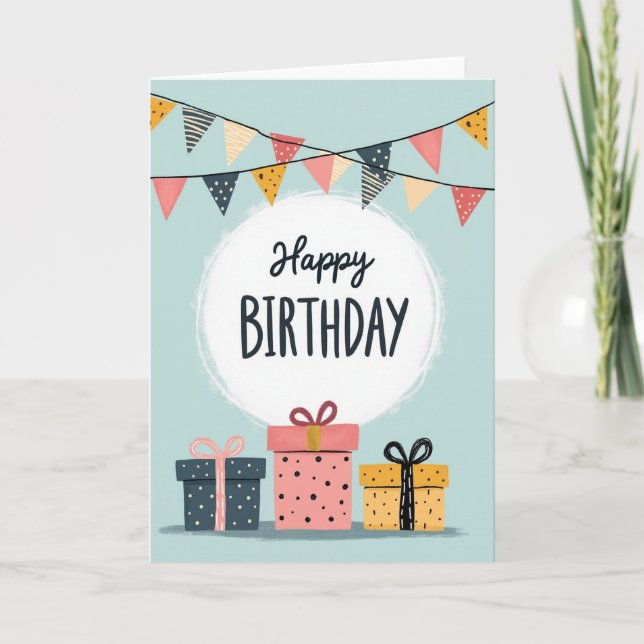 Carte d'anniversaire Pastel Pennant (Devant)