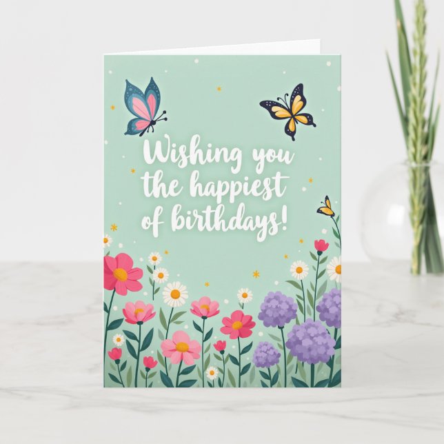 Carte d'anniversaire pastel printemps (Devant)