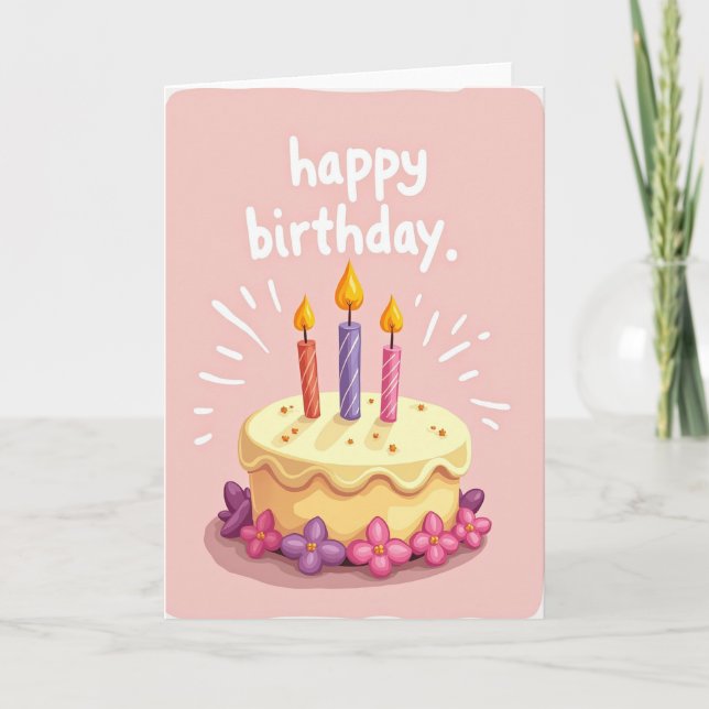 Carte d'anniversaire pastel rose (Devant)