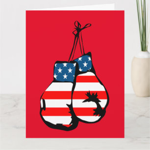 CARTE D'ANNIVERSAIRE PATRIOTIQUE BOXEUR