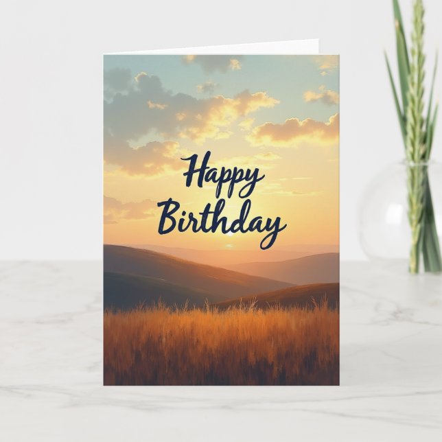 Carte d'anniversaire Paysage Doré (Devant)