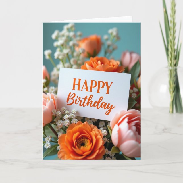 Carte d'anniversaire Peach Bloom (Devant)