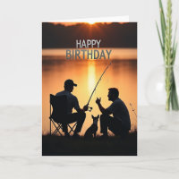 Carte d'anniversaire Pêche au crépuscule