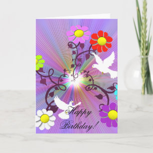 Carte d'anniversaire peinte de Daisys et de