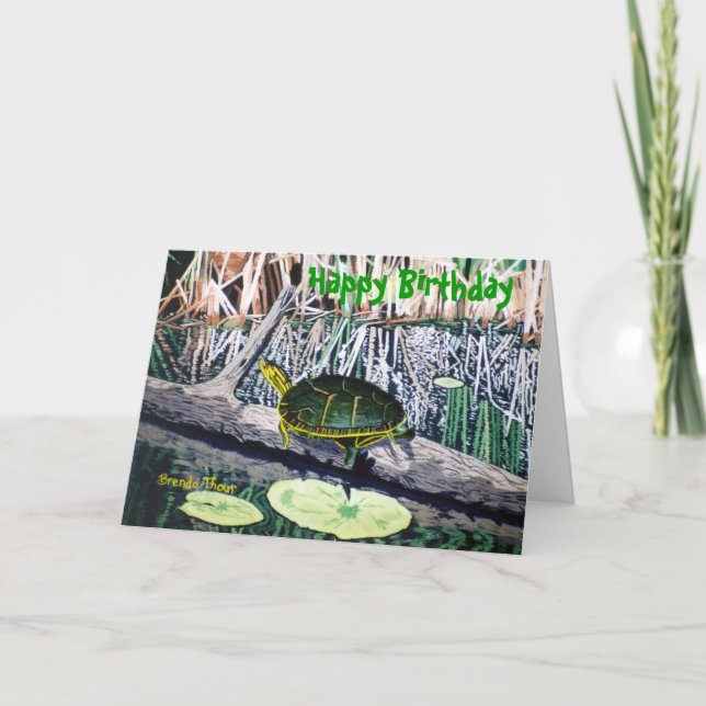 Carte d'anniversaire peinte de tortue (Devant)