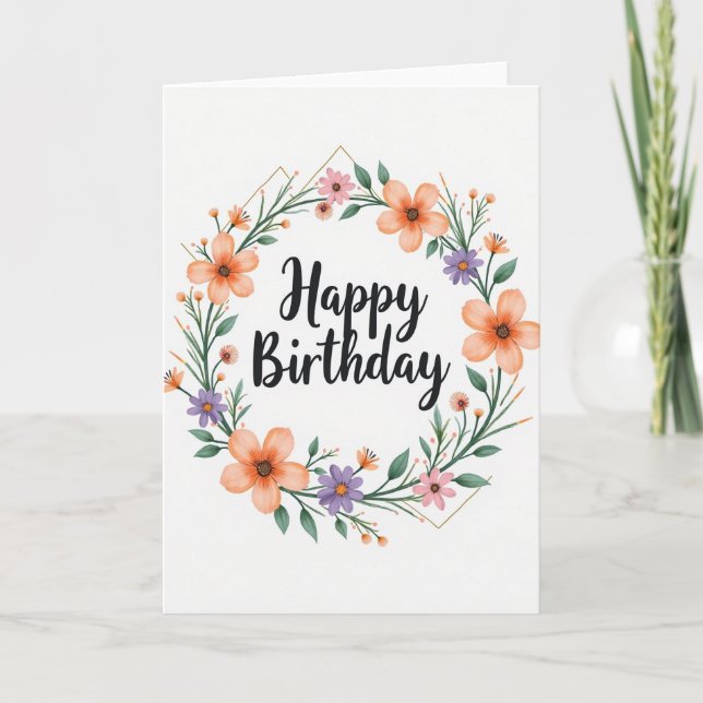 Carte d'anniversaire peinte douce (Devant)