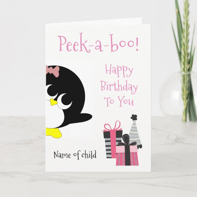 Carte d'anniversaire Penguin pour jeune fille (Devant)
