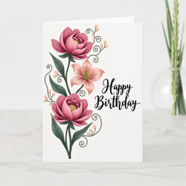 Carte d'anniversaire Peony Bloom (Devant)