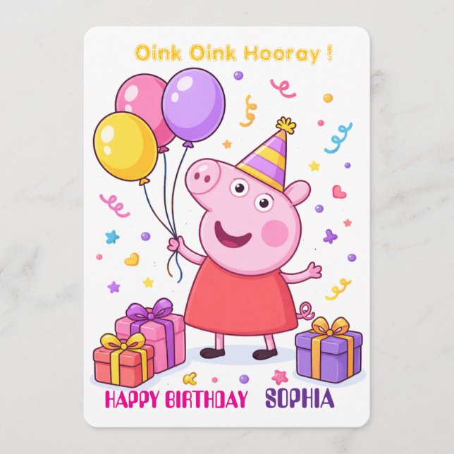 Carte d'anniversaire Peppa Pig pour enfants | Pers (Devant)